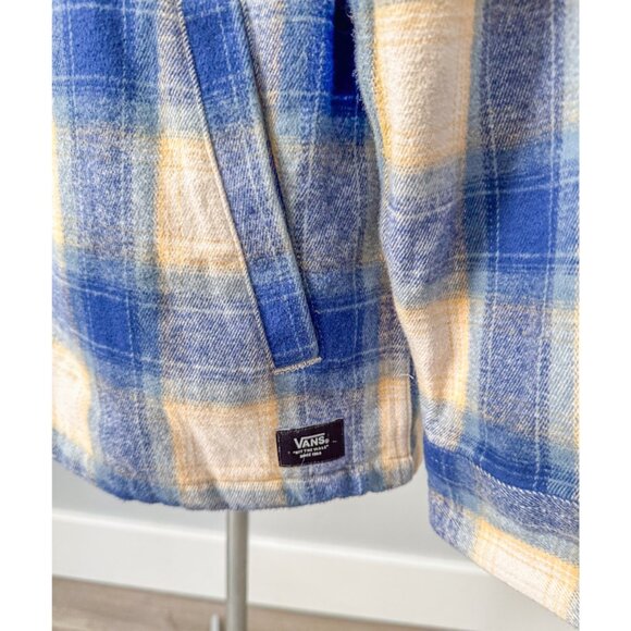 Vans Pemberton Check Flannel Button-Up Shirt Jacket in Blue Depths-Oatmeal - Picture 14 of 15